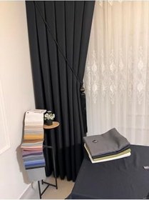 Resim Roma 18542-Antrasit Keten Tek Kanat (Pilesiz) Fon Perde 