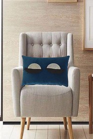 Resim Nisahometeks Kirpikli Kırlent Yastık Kılıfı (mavi) 
