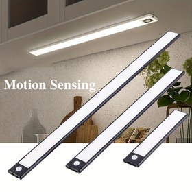 Resim 15.74 inç ultra-ince hareket sensörlü dolap ışığı, manyetik gece lambası ile usb şarj, 3 tonlu ışık dolap ışığı, mutfak, dolaplar, yatak odaları, gardıroplar iç aydınlatması (siyah) 