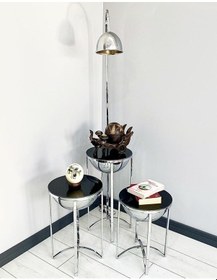 Resim Lale Gümüş 3 Sehpalı Lambader Takımı 