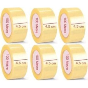 Resim 6 Adet 100 Metre Akrilik Koli Bandı 45MMX100 M Kopmayan Koli Bandı Güçlü Koli Bandı 