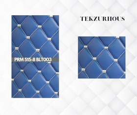 Resim KAPİTONE DERİ MAVİ DERİ BEYAZ NAKIŞ BAKLAVA DESEN PRM 515-8 BLT 003 - - KAPİTONE DERİ 