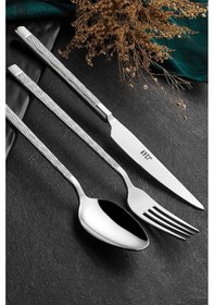 Resim Avcı Pera 36 Parça Çatal Kaşık Bıçak Takımı 18-10 Paslanmaz Çelik Gümüş 