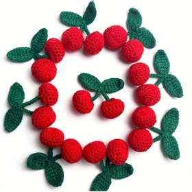 Resim 12 Adet El Örgüsü Kiraz Süsleri, Meyve Temalı Kıyafetler ve Saç Tokaları için DIY Aksesuar Seti - Parlak Kırmızı Sakura Saç Tokası ve Anahtarlık & Küpe Pandalı | Örme Çiçek Süsleme Kit 