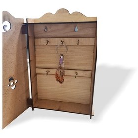 Resim Kahverengi Ahşap 6 Askılı Sağlam Kapaklı Menteşeli Anahtar Dolabı 