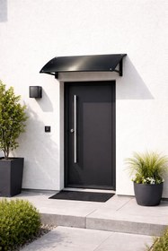 Resim LICCIA Metal Kapı Pencere Üstü Pratik Sundurma 115 cm x 60 cm x 25 cm Siyah Renk 