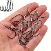 Resim 50 adet Yüksek Karbonlu Çelik Balıkçılık Kancaları, Dikenli #1-10, Keskin ve Dayanıklı Uçan Balıkçılığı için, Deniz Balıkçılığı Aksesuarları, Siyah - Sazan ve Deniz Balıkçılığı İçin Mükemmel 