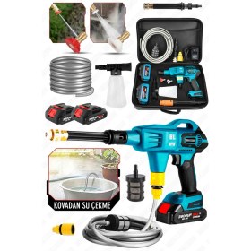 Resim Graizer 3800 Vf 30 Ah 100 Bar Kömürsüz Şarjlı Oto Yıkama Makinesi Çift Akülü Bahçe Yıkama Makinasi 