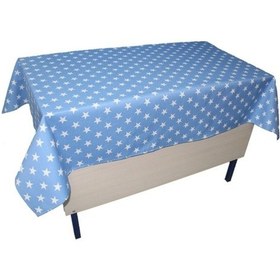 Resim Yıldız Desenli Öğretmen Masa Örtüsü Mavi (Pamuklu-Düz) 