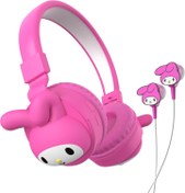 Resim Hello Kitty Kablolu Kulaklıklı 2'si 1 Arada Kablosuz Bluetooth Kulaklık - Katlanabilir, Ayarlanabilir ve Yastıklı Kafa Bandı, Yerleşik Kontroller, Yumuşacık Kulak Bardakları, Aux Kablo Bağlantısı, 