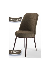 Resim Canisa Dexa Serisi, Üst Kalite Mutfak Sandalyesi,4 Adet Kahve Sandalye, Metal Kahverengi Iskeletli Sandalyeler Kahve Ayaklar Kahve 