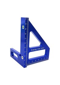 Resim Shineyee Hassas 45/90 Derece Üçgen Cetvel, Çok İşlevli Alüminyum Alaşımlı Marangoz Açıölçer Kare, Yüksek Doğruluklu Tasarım Ölçüm Aracı Mavi 
