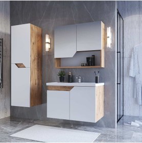 Resim TETA HOME Napoli 65 Cm Mdf Banyo Dolabı Seti Boy Dolabı 