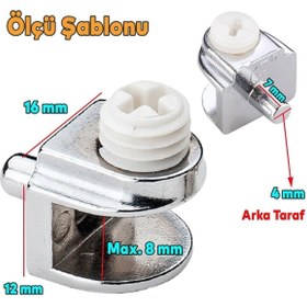 Resim Badem10 Raf Ahşap Cam Tutucu Cam Etejer Metal Pimli Krom Plastik Vidalı 