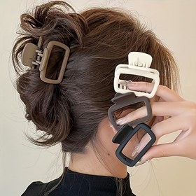 Resim 4 Adet 5 cm Mat Kare Saç Tokası - Minimalist Dikdörtgen Saç Klipsleri, Topuz ve Yarım Topuz Stilleri & Günlük Kullanım İçin Dayanıklı Kaymaz Saç Aksesuarları, Sağlam Tutuşlu Saç Destek Araçları 
