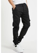 Resim Erkek Kargo Jogger Pantolon Rahat Kesim Lastikli Paça Siyah 
