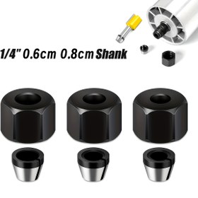 Resim 6 adet hassas freze makinesi kesici başlığı seti, somunlu, karbon çelik - 6mm, 6.35mm, 8mm çubuk, ahşap işleme, oyma, kenar düzeltme için kullanılır, elektrikli freze makinesi kesici aksesuarları 