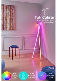 Resim Rgb Led Strip Tube Light Abajur Uzaktan Kumandalı Işık Lamba Ampül Aydınlatma Renkli Atube6 