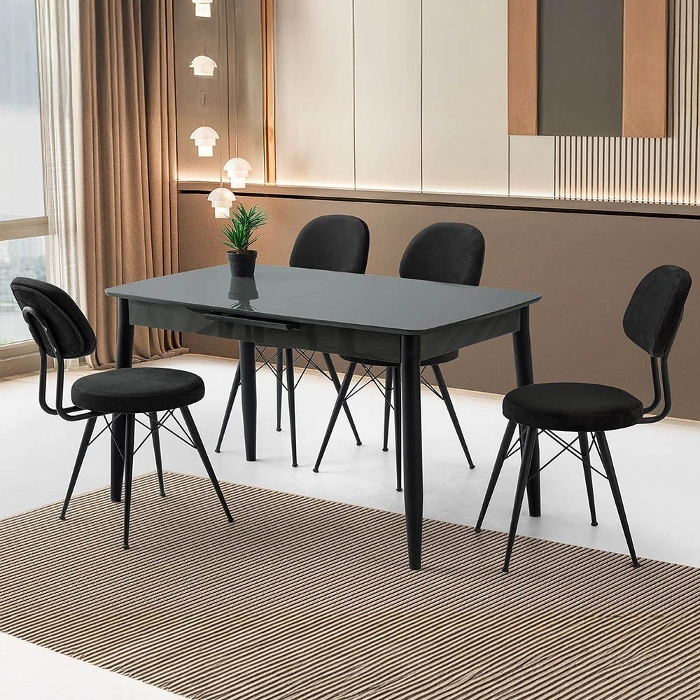 Sweet Home Masa Sandalye Milano Mdf Ortadan Açılır Masa 4 Adet Ece ...