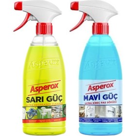 Resim Asperox Mavi Güç Ultra Kireç ve Pas Sökücü 1000 ml x Asperox Sarı Güç Ultra Yağ Çözücü 1 Lt Sprey 