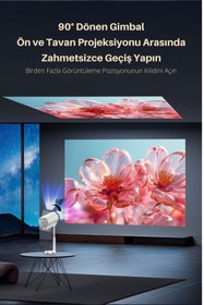 Resim Omaze Ts 7 Tripodlu Upgrade Taşınabilir Android Sinema Projeksiyon Wifi Destekli Akıllı Projektör 