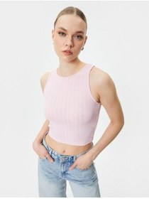 Resim Koton Crop Atlet Kolsuz Halter Yaka Dokulu Rose 4sak10088ek 4sak10088ekrsm Pembe 
