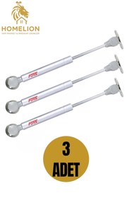 Resim HOMELION 3 ADET Fors 100N Gri Dolap Kapak Pistonu – Amortisörlü Hidrolik Destek Mekanizması(Frensiz) 