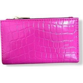 Resim Me-vo Timsah Desenli Pembe Kadın Cüzdanı, Fermuarlı, Kartlıklı, Çok Bölmeli Pembe 