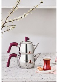 Resim Karaca Viyola İndüksiyon Tabanlı Mini Çaydanlık Takımı Mürdüm 