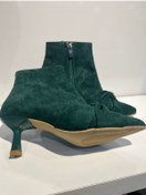 Resim Yeşil Süet Kadın Bootie 