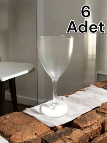 Resim Kırılmaz Çizilmez Şarap Bardağı 320 Ml Polikarbon Şarap Kadehi 6 Adet Buzlu Şeffaf 