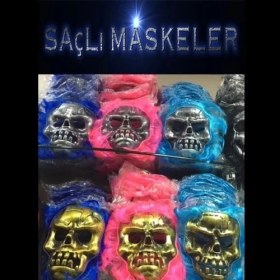 Resim Saçlı Iskelet Yüzlü Maskeler 