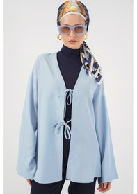Resim Bigdart Keten Tesettür Kimono 5968 - Mavi 