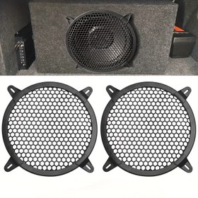 Resim 2 Adet Subwoofer Hoparlör Izgaraları - Araba Ses Sistemi & Deniz Hoparlörleri için Vafli Ağ Dairesel Izgara Kapakları, Hava Akış Tasarımlı Dayanıklı Koruyucu Izgaralar, Siyah 