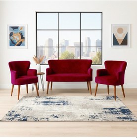 Resim Azra Mobilya Roma Çay Seti Koltuk Takımı Babyface Kumaş 2 Berjer + 1 İkili Koltuk Ahşap Ayaklı Koyu Fuşya Koyu Fuşya 