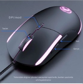 Resim Techtic Ergonomik Çift El Kullanım Gamer Kablolu Oyuncu Mouse Rgb 
