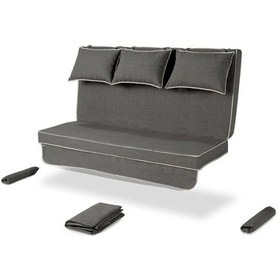 Resim Salıncak Minder Kılıf Takımı 3 Kişilik - Salvia - Kırçıllı Gri 