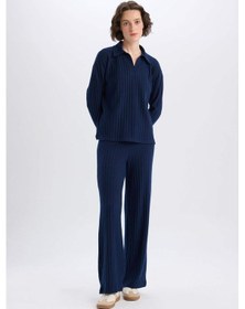 Resim DeFacto Wide Leg Geniş Paça Eşofman Altı Normal Bel Fitilli Kaşkorse Kumaş Basic Düz B2405AX25SPNV31 