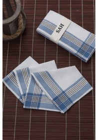 Resim Elif Mira 12 Li Cep Yaka Mendili Pamuklu Şah Desen Mavi 30x30 Cm Çok Renkli 