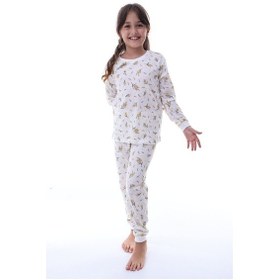 Resim Yumuşak Dokulu Kız Çocuk Bahar Desenli Pijama Takımı 100% Pamuk Konforu Çok Renkli 