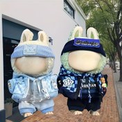 Resim 16.0-16.99 cm Bebek Kıyafetleri Aksesuar Seti, Trendy Ekose Hoodie + Başlık, LABUBU Bebek Kıyafetleri Süslemeleri, Bebek Dahil Değil, Sadece Giyim Seti 
