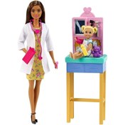 Resim Barbie ve Meslekleri Çocuk Doktoru Oyun Seti Kahverengi Saçlı DDHB63-GTN52 