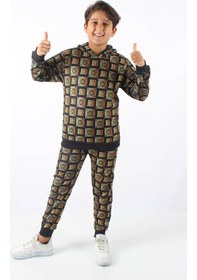Resim Triliya Dijital Baskılı Kapşonlu Mevsimlik Eşofman Takımı Lüks Tasarım, 4-12 Yaş 001 Çok Renkli 