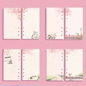 Resim 80 adet Kawaii Sakura & Cat A6 Gevşek Yaprak Not Defter Doldurma - Pembe ve Beyaz Izgara, Boş ve Çizgili Sayfalar Sevimli İllüstrasyonlarla Planlayıcılar, Günlükler ve Takvimler için, Planlayıcı Aksesuarları, Şirin İllüstrasyonlar, Dayanıklı Bağlama 