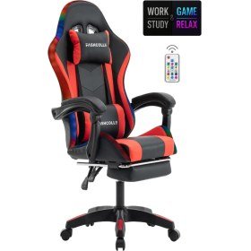 Resim Fashcolle Red Star Işıklı - Masaj Özellikli Oyuncu Koltuğu Kırmızı-Siyah 