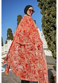 Resim Remsa Mayo Remsa Tesettür Mayo Üzerine Tek Kaftan Kimono Pareo Rp007 Melis Turuncu 