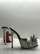 Resim HAYYSHOES Deri Çiçekli Topuklu Terlik 