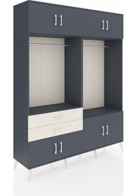 Resim Hyperion Gardrop 7 Raflı 2 Çekmeceli 2 Askılı 176x44x221 Antrasit-antrasit/aytaşı Antrasit/aytaşı 