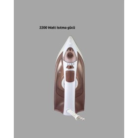 Resim Mbb E-Ticaret Buharlı Ütü 2200W Kireç Önleyici Self Clean Damlatmaz Kahverengi 