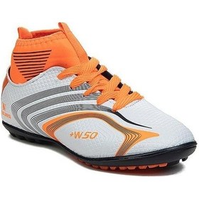 Resim Walked 435-25 Çoraplı Halı Saha Krampon Beyaz Turuncu 36-39 Beyaz 